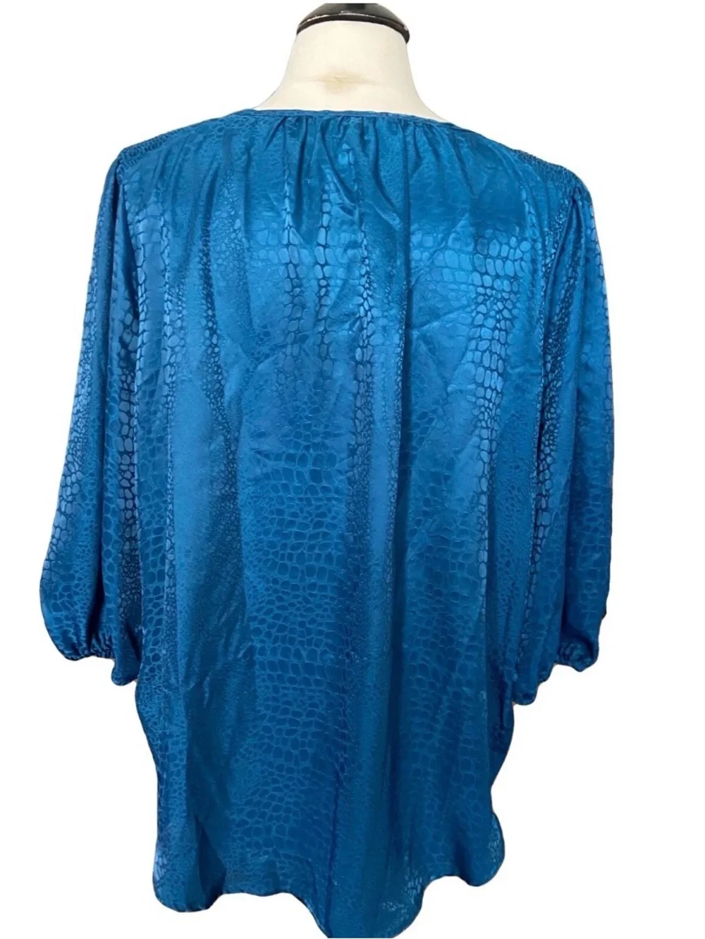 Zac‎ & Rachel Teal-Blue Satin Button Front Blouse